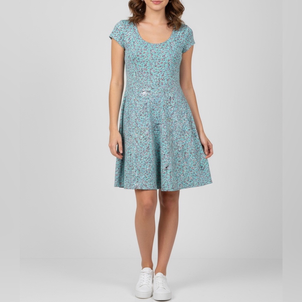 Hot Topic Dress 2X Ditsy Floral Cap-Sleeves Blue Retro Cottagecore  Whimsigoth